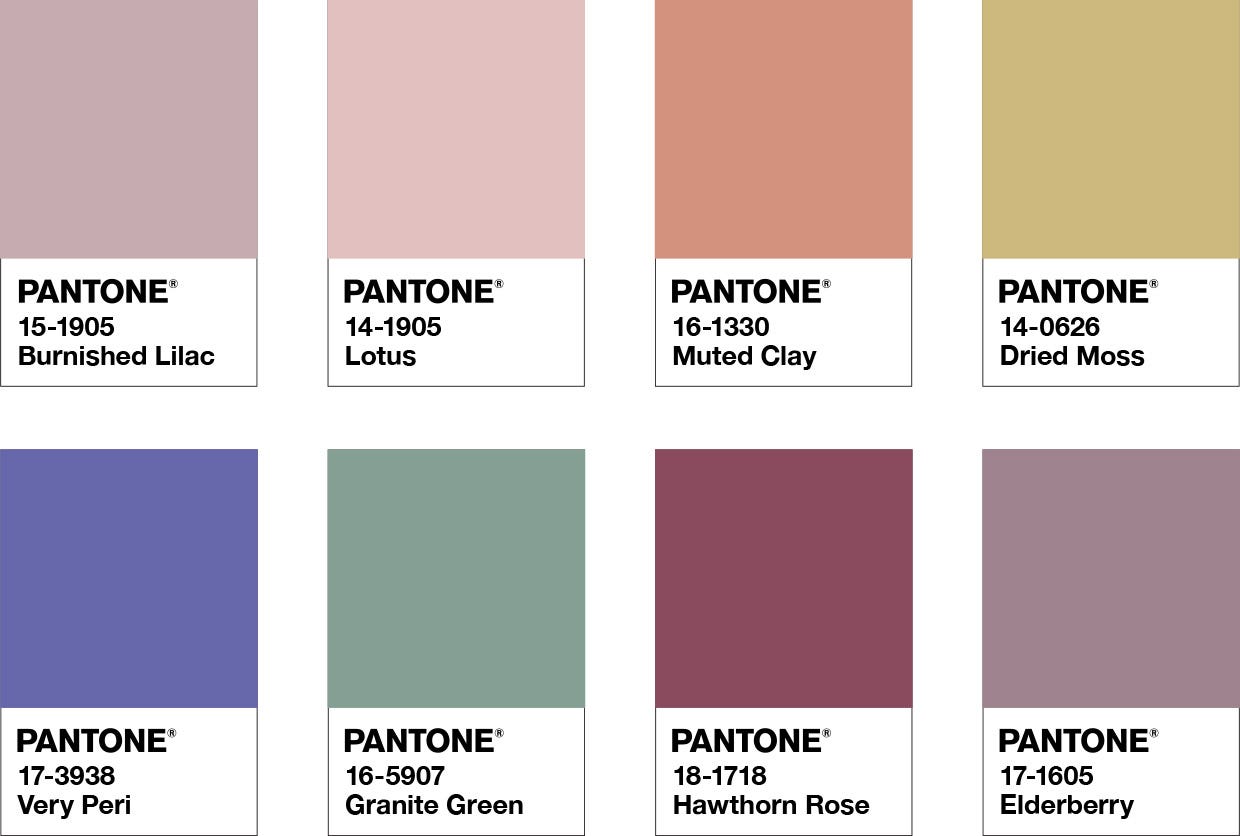 Pantone-kleur van het jaar 2022 - Balancing Act-palet